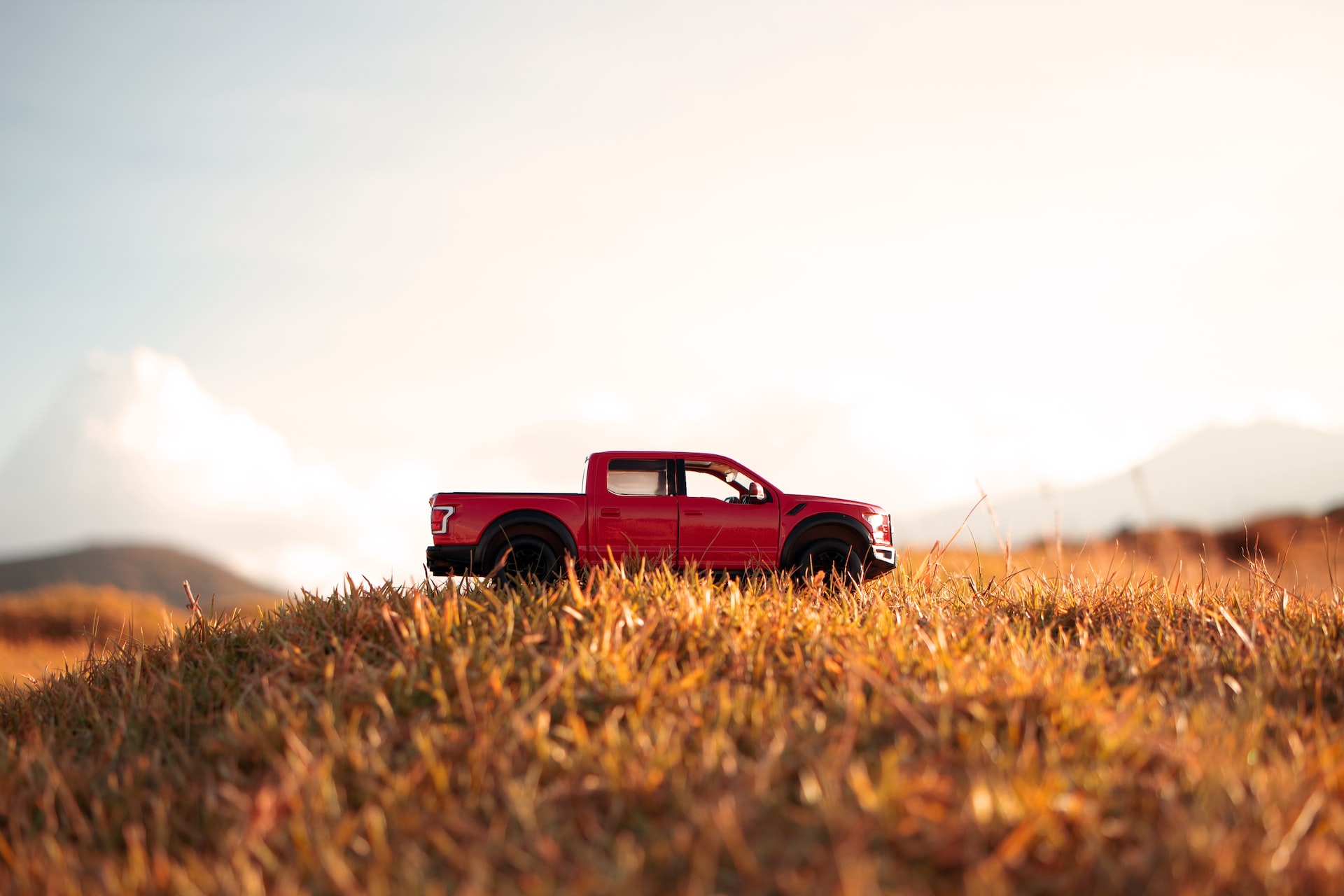 red ford pickup truck