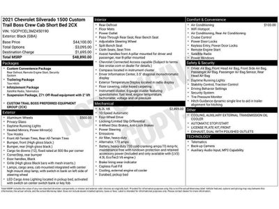 2021 Chevrolet Silverado Custom Trail Boss