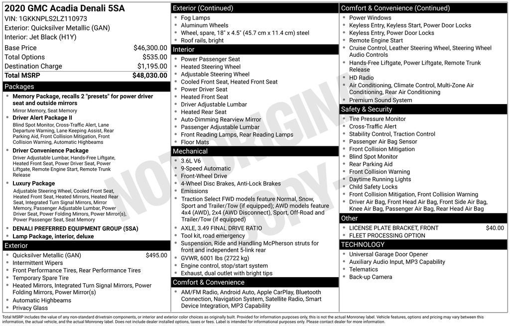 2020 GMC Acadia Denali