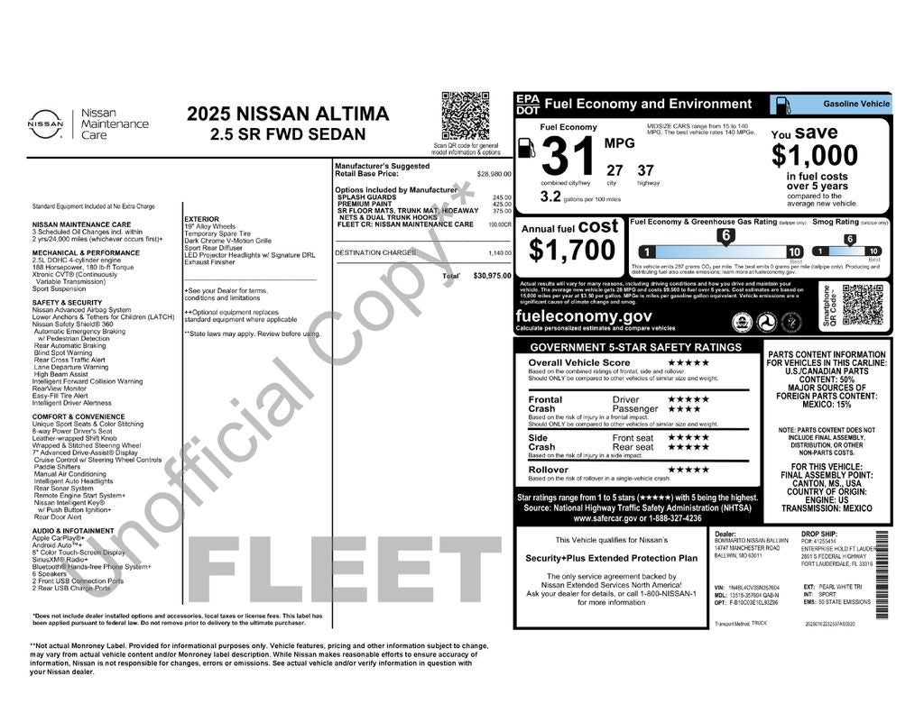 2025 Nissan Altima 2.5 SR
