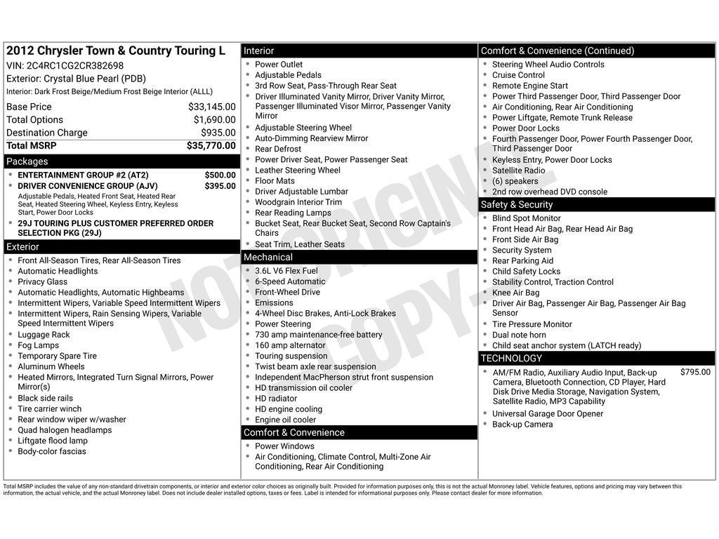 2012 Chrysler Town & Country Touring-L
