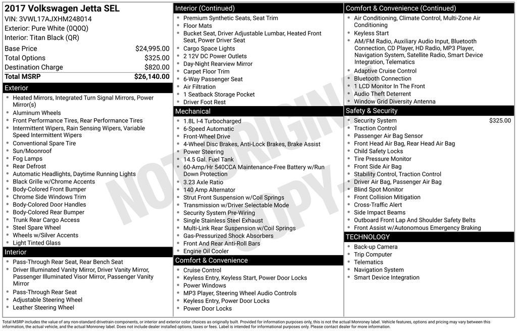 2017 Volkswagen Jetta 1.8T SEL