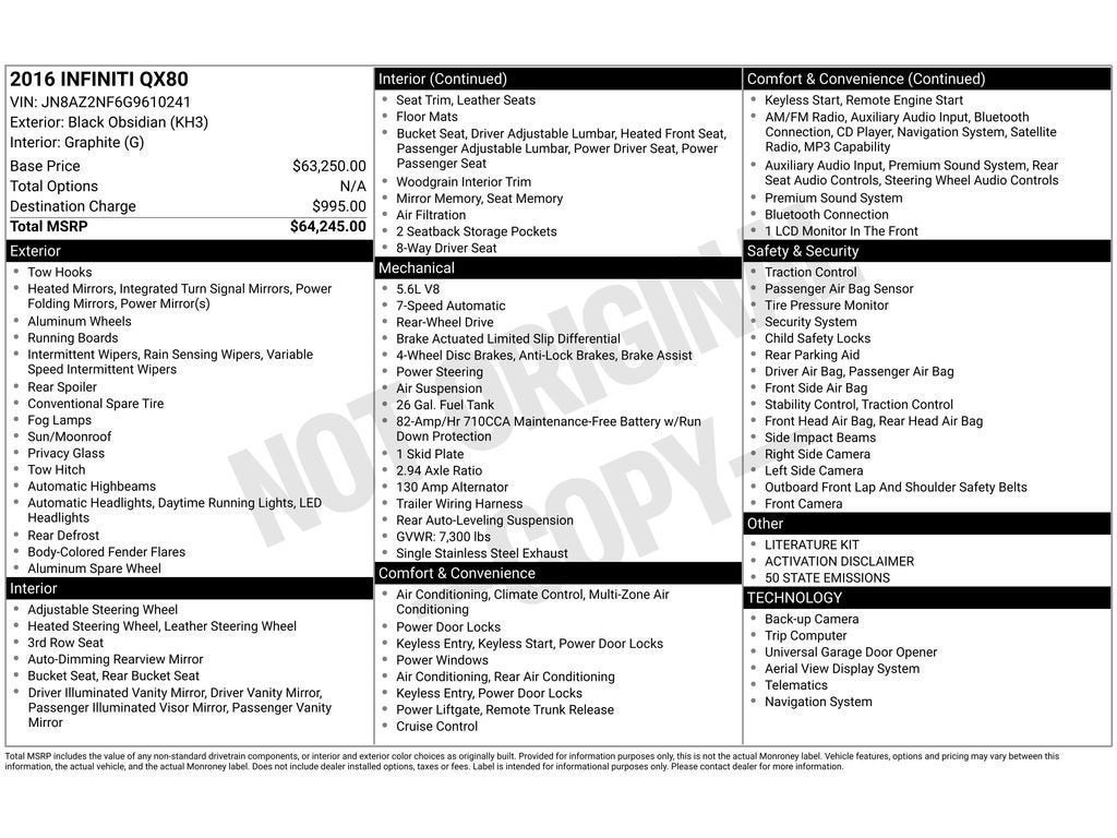 2016 INFINITI QX80 Base