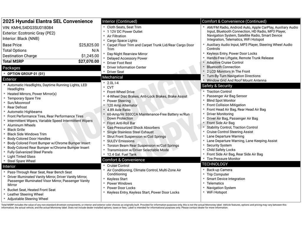 2025 Hyundai Elantra SEL Convenience
