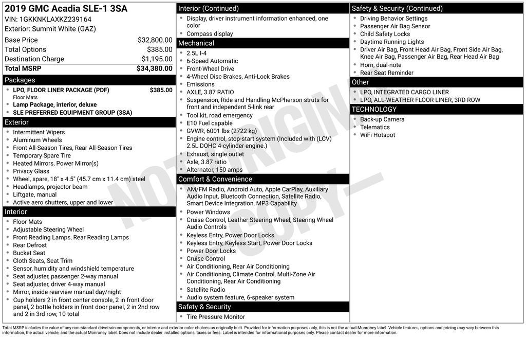 2019 GMC Acadia SLE-1
