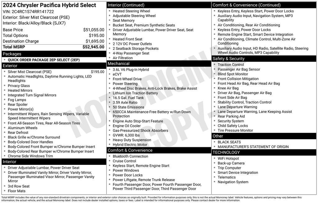 2024 Chrysler Pacifica Hybrid Select