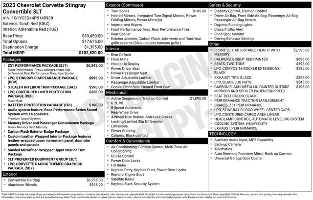 2023 Chevrolet Corvette Stingray 3LT